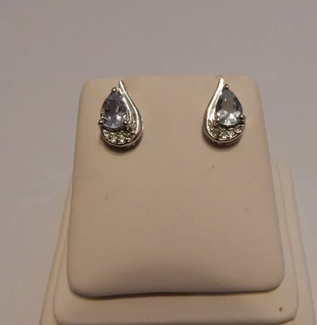 1,15ct Original Aquamarin & weißer Topas Sterlingsilber Ohrstecker 3