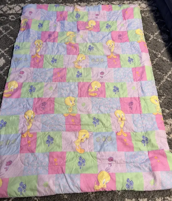 Looney Tunes Tweety Comforter Twin Size Vintage Bedding Blanket Reversible