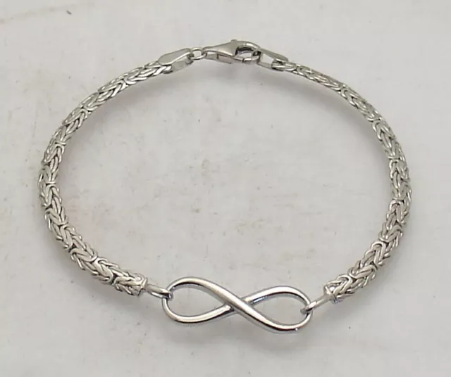 7" Infinity Byzantine Link Chain Bracelet Anti-Tarnish Real 925 Sterling Silver