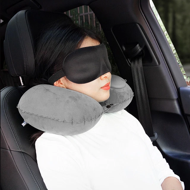 Inflatable Neck Pillow Support U Shaped Travel Pillow for Car Auto (Grey) #SF 2
