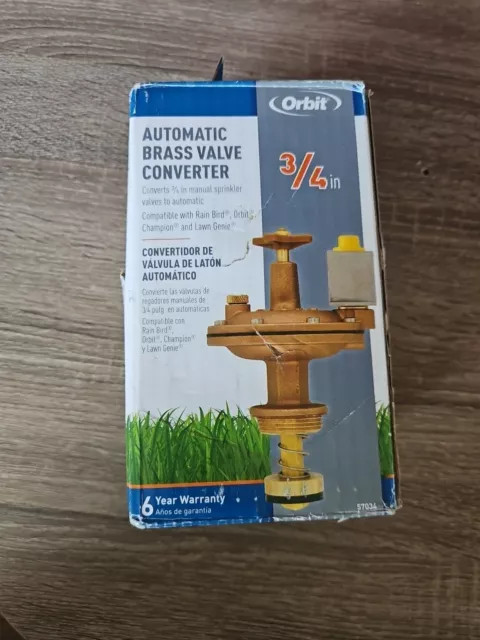 Orbit Converter Valve Heavy-Duty Brass Adjustable Flow 3/4" Sealed Box Dmg