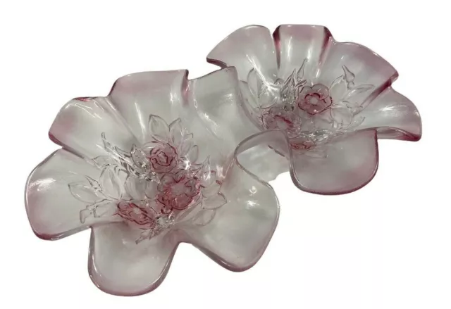 Fine Crystal Venezia Cherry Blossom Ruffled Edge Candy Dish Studio Silversmiths 2