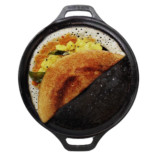 CAST IRON DOSA Tawa Tava Crepe Pancake Pan Chapati Roti Double Handle