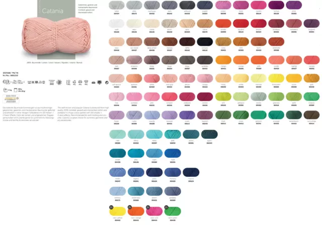 Schachenmayr Catania Garn 50g Baumwolle Stricken Häckeln Wolle 8 neue Farben