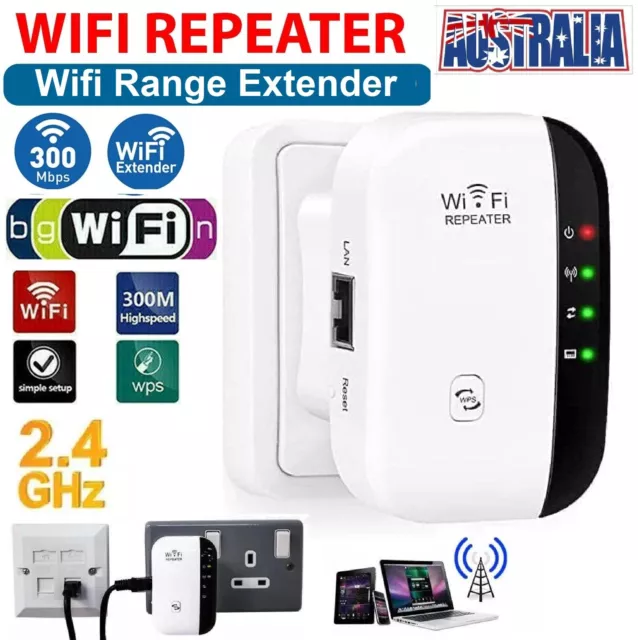 WiFi Signal Extender Repeater Wireless Range Booster 300Mbps Router-N 802.11 AU