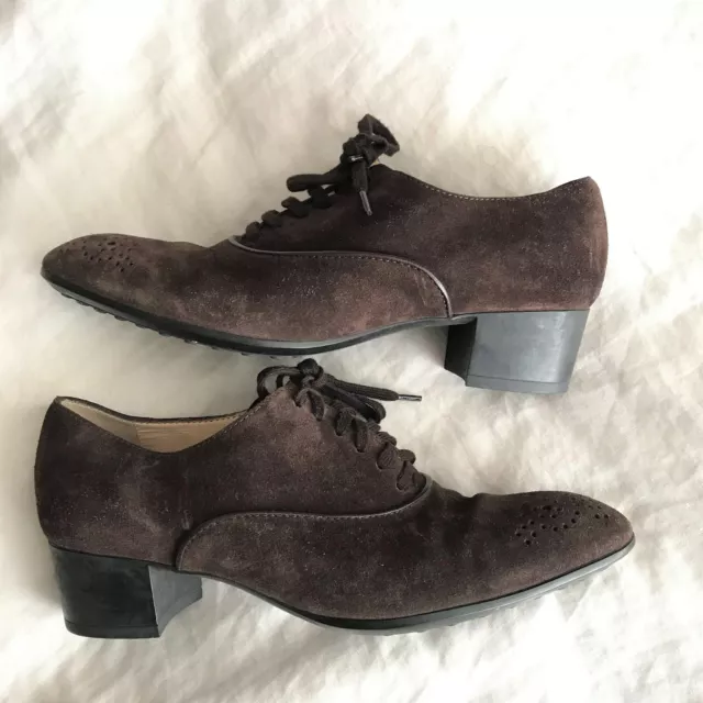 Sz 38/8 Tod's Womens Suede Lace Up High Heel Booties Ankle Boots