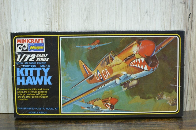 1/72 CURTISS KITTY HAWK MK.1A Vintage Hasegawa Minicraft Model Kit 114 -NIOB (B1