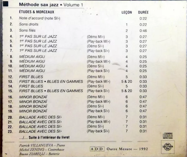 Michel Goldberg Methode Sax Jazz Volume 1 - CD 2