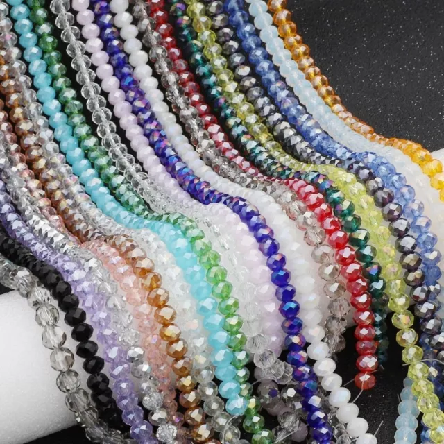 125pcs/lot Rondelle Faceted Spacer Beads 4mm Glass Czech Crystal Bead Jewelry Ac