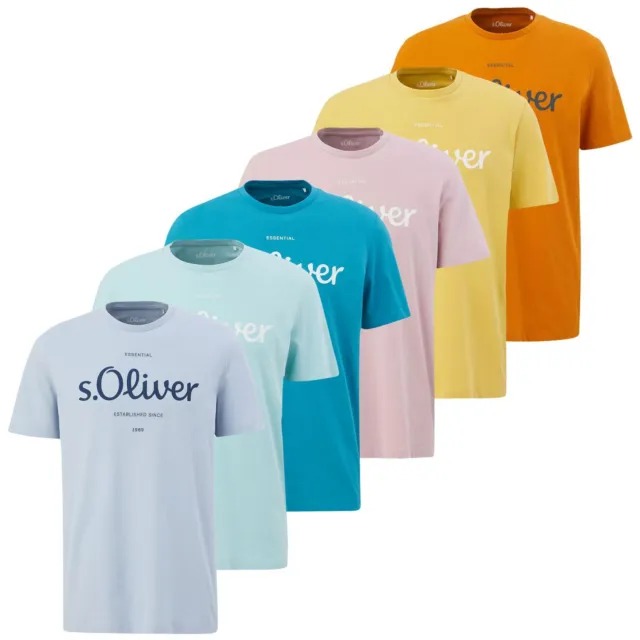 S.OLIVER Herren T-Shirt Baumwolle Rundhals kurzarm modern Logo Print | 1 Stück