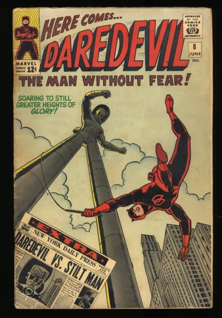 Daredevil #8 VG+ 4.5 1st Appearance of Stilt-Man! Marvel 1965