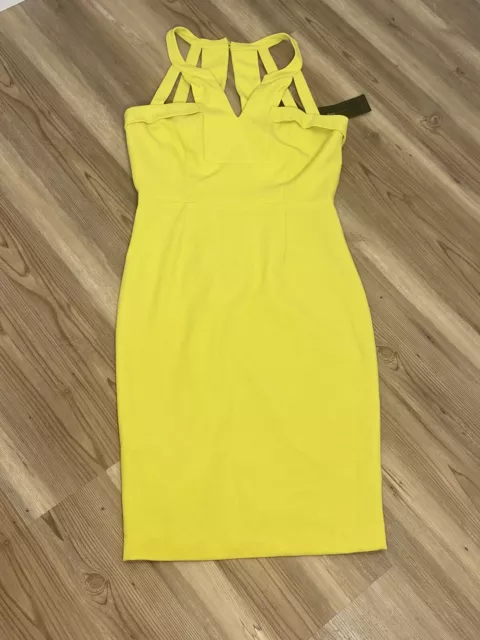NEW! BCBG Maxazria Macie Dark Lime Cut Out Strappy V-Neck Dress size 4