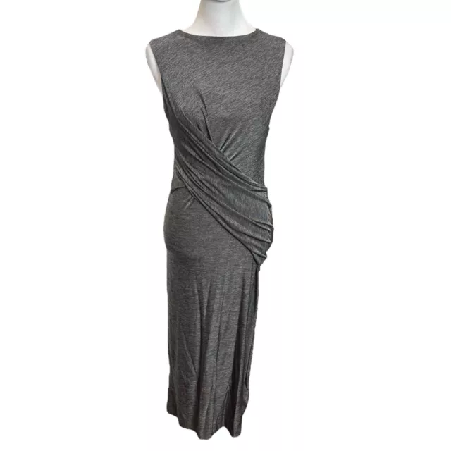 T by Alexander Wang Heather Gray Twist Front Jersey Midi Dress Womens Size M 2