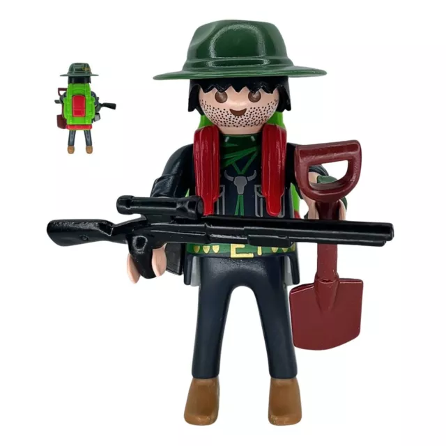 Figurine d'explorateur Playmobil avec arme et pelle