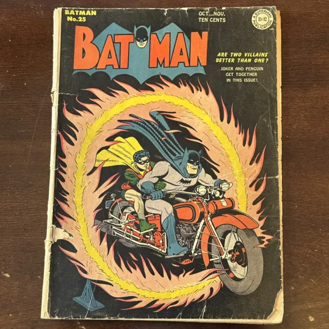 Batman #25 (1944) - 1st Villain Team Up Penguin and Joker!