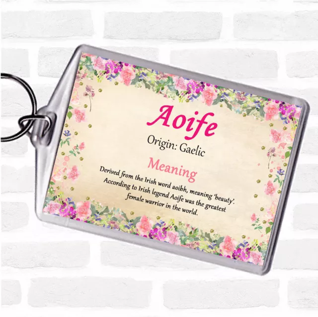 Aoife Name Meaning Bag Tag Keychain Keyring  Floral