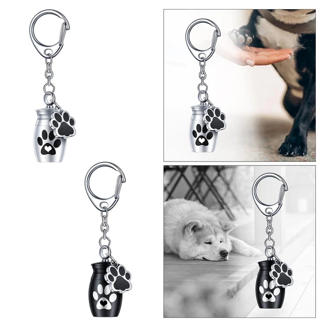 Aluminium Alloy Keychain Pet Urn Paw Print Durable Memorial Ash Holder for