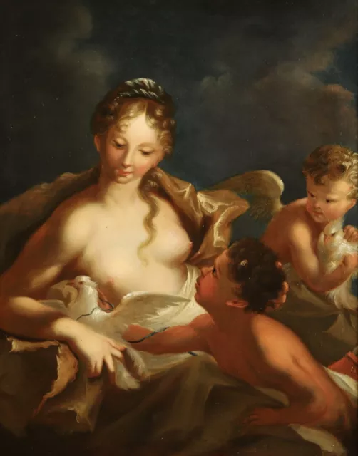 18th CENTURY ITALIAN MYTHOLOGICAL OLD MASTER OIL CANVAS - VENUS AND CUPID