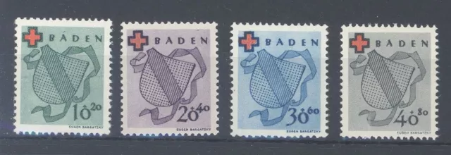 Franz. Zone Baden Mi.Nr. 42-45 A, Rotes Kreuz 1949 ** (4301)
