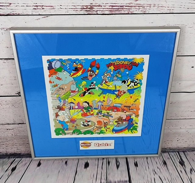 WALKERS CRISPS CARDS Qubix Looney Tunes 1999 Complete Set Framed 15" x