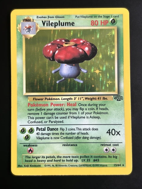 Vileplume Pokemon 1999 Jungle Unlimited Rare Holo 15/64 Near Mint