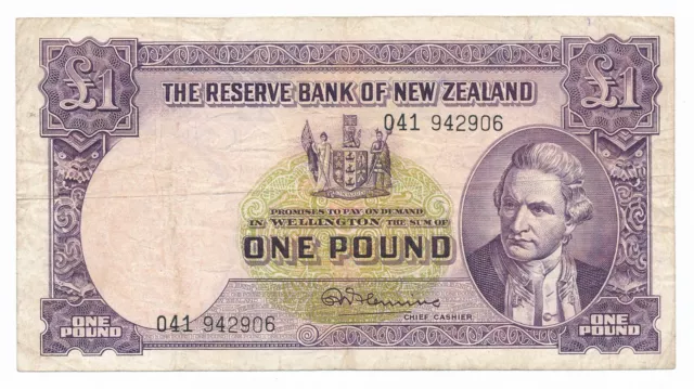 New Zealand NZ One Pound Fleming without security thread P.159c Crisp F+ Note