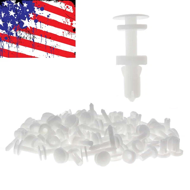 set of 50 White Push Type Retainer Clips Door Trim Panel For GM Truck Chevrolet
