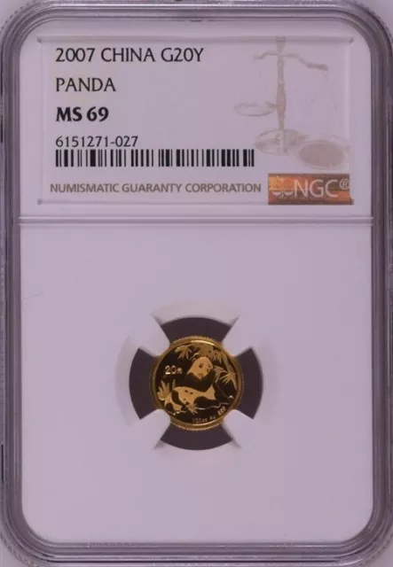 NGC MS69 2007 China Panda 1/20oz Gold Coin