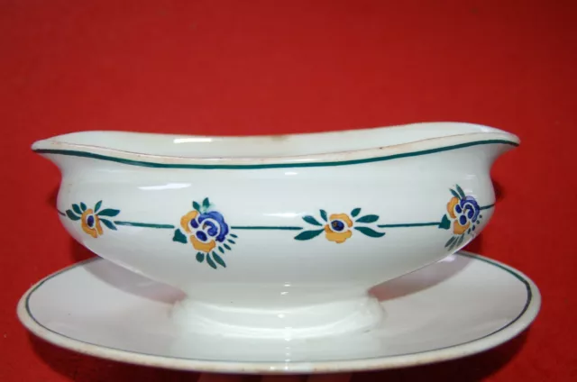 Ancienne saucière  et coupe Villeroy & Boch , décor petites fleurs,numéroté 1247 2