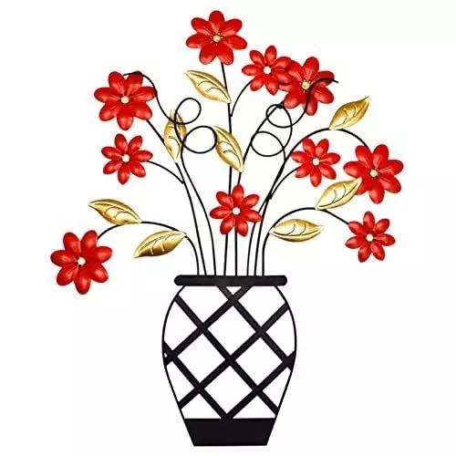 Metal Flowers Wall Decor 23'' x 19'', Wall Art Decorationas Large Flower Pot ...