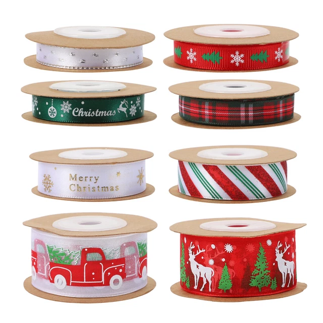 8 rollen DIY Bänder Haar Bogen Clips Urlaub Weihnachten Grosgrain-Band