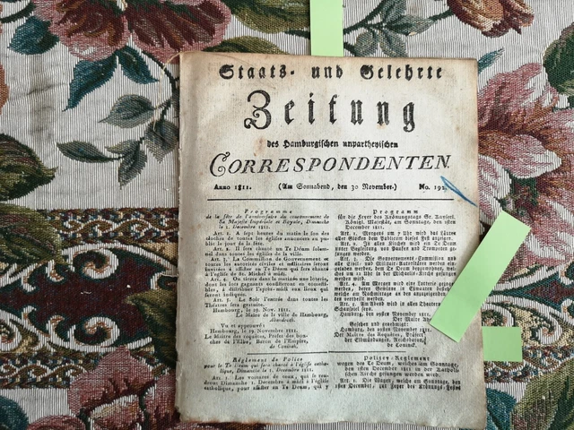 1811 Zeitung  Hamburg 192 Fest in Hamburg Victor Ludwig Klopstock tot