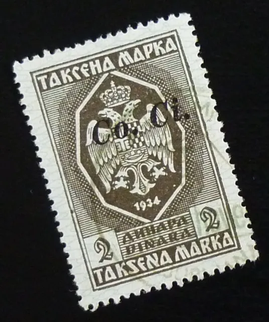 Slovenia c1942 Italy WWII Yugoslavia CO.CI Ovp. Revenue Stamp 2 Dinara US 9
