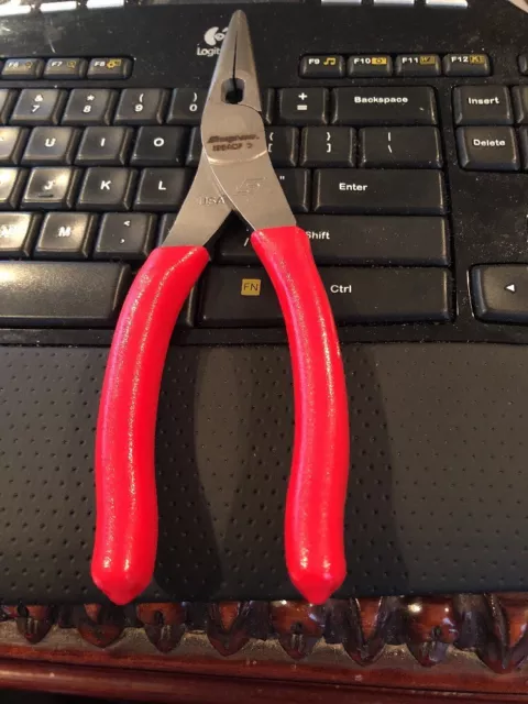 Snap-On 196acf 8" talon grip long nose pliers with cutter red