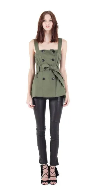 NEW Marissa Webb Lani Green Cargo Trench Button Vest Top Size XS - Retails $299