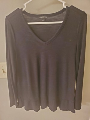 J Crew Mercantile Shirt Top Tee Women's Size Small Layered Black 3/4 Sleeve