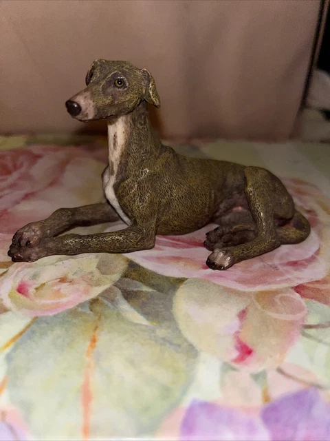 greyhound In Resin Very Detailed Art Hand Painted. 4  1/2 x 2