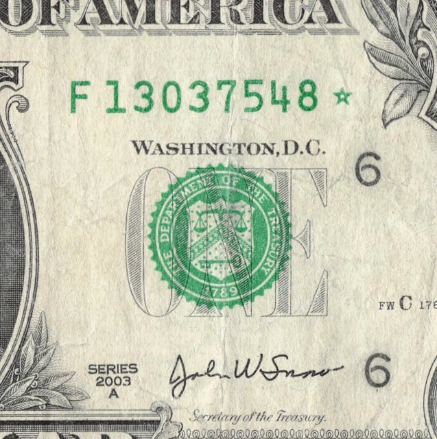 F STAR NOTE One Dollar Bill 3.2 Million Pack Print Run 5 of 6 Atlanta £