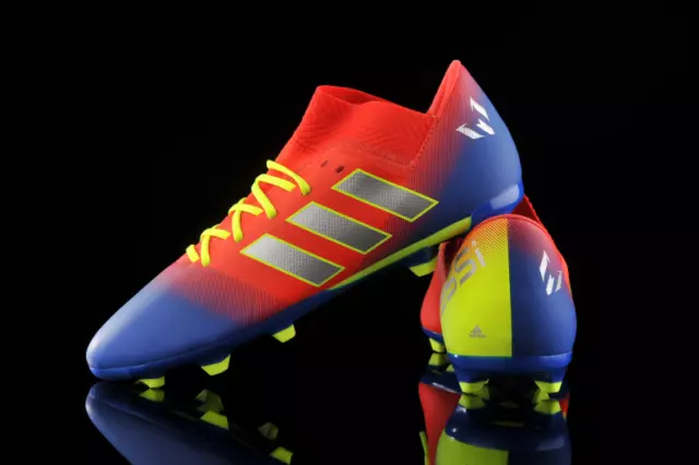 Kids Boys adidas 18.3 Firm Messi Nemeziz Junior Moulded Studs Football Boots Red