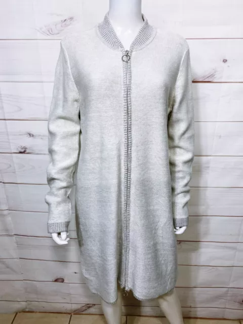 Calvin Klein Womens Sweater Dress Size XL Gray Full Zip Long Sleeve