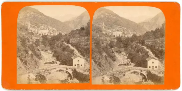 Stereo, France, Mountain Village to Identify, circa 1870 Vintage Stereo Card