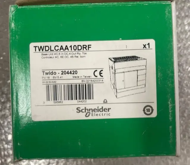 Schneider Electric Twido TWDLCAA10DRF Base Unit AC, 6 in DC, 4 Out Rly, TBK
