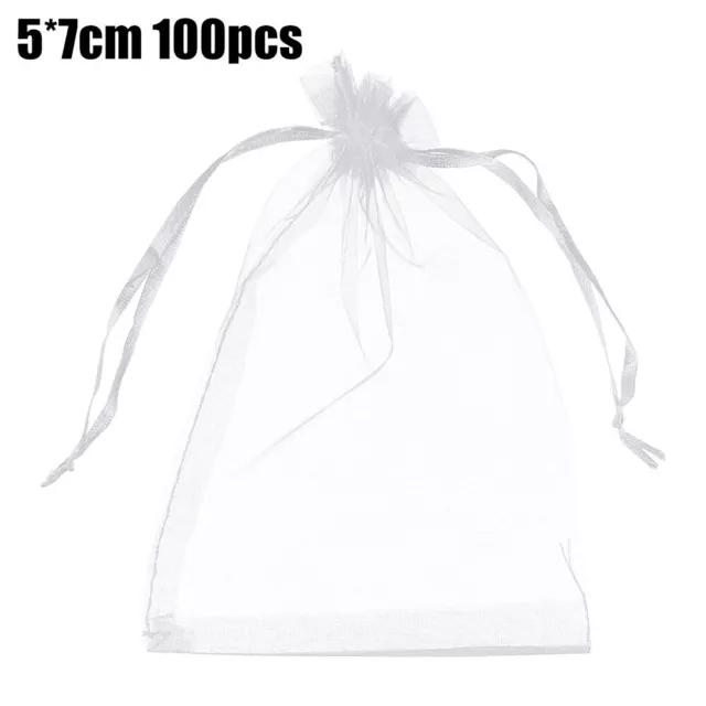 Beautiful Organza Bags for Wedding and Candy Pack of 100 White Pouches 2