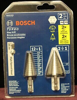 Bosch (IMSDC002) 2 Piece High Speed Steel Impact Tough Turbo Step Drill Bits