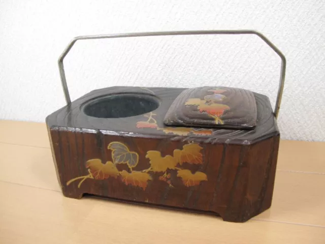 Japanese Vintage Lacquer Wood Gold Makie Tobacco Bon Smoking tray Retro JP F/S