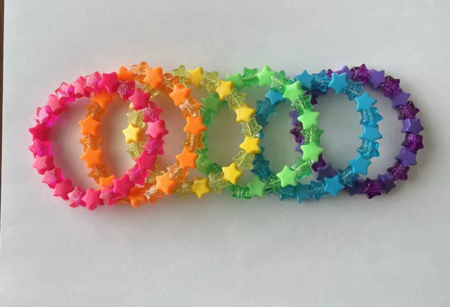 Rainbow Kandi Single Bracelets Lot Of 6 Sparkle Rave PLUR EDM Festival EDC  Pride