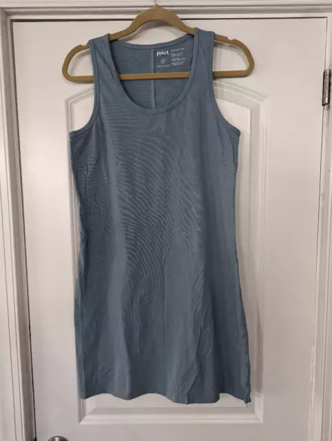 Pact Racer back Tank Dress women's size Medium Blue organic cotton sustainable