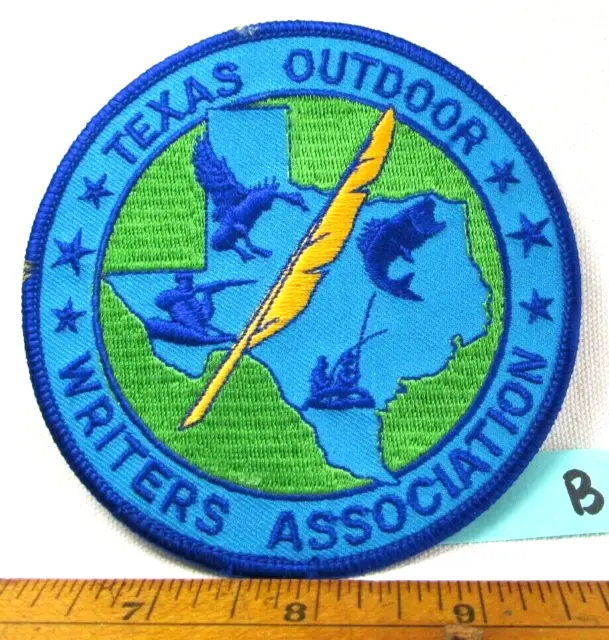 Vintage Texas Outdoor Writers Assn Jacket Patch Fishing Hunting Rifle Bird B