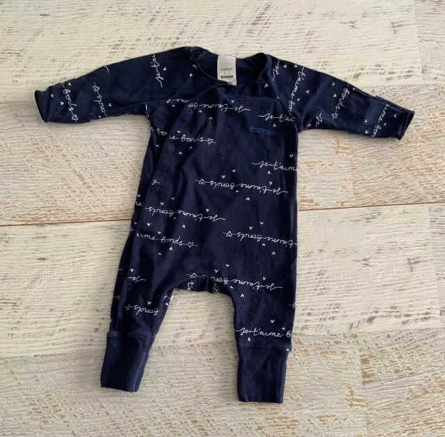 BONDS Baby boy sz 0-3 mths  allinone navy blue COZYSUIT