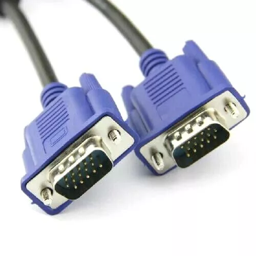 VGA Cable MALE TO MALE 15 PIN PC MONITOR TV LCD PLASMA HD SVGA LEAD 0.5m - 10m